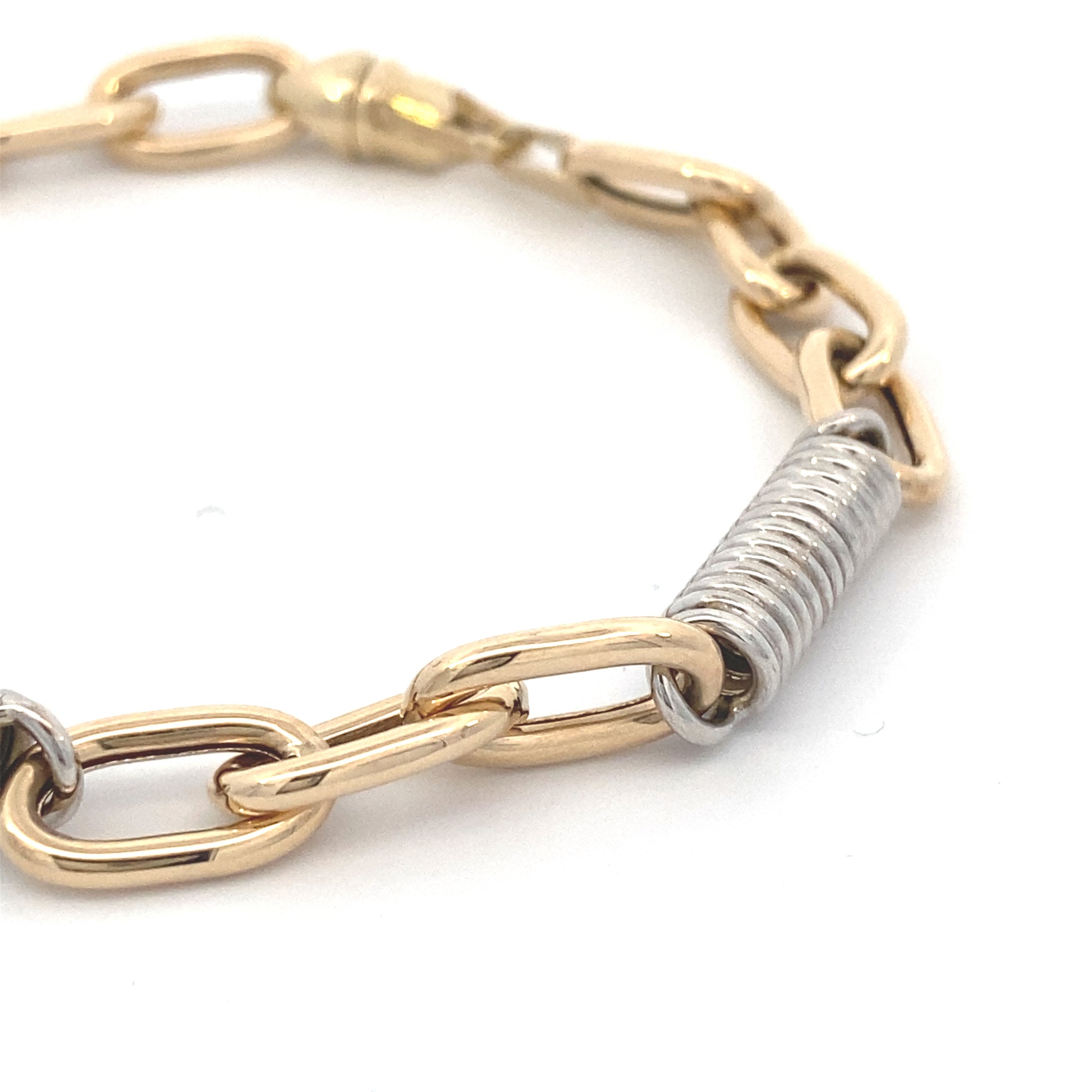 14K Gold 2/T Link Barrel Bracelet | Luby Gold Collection | Luby 