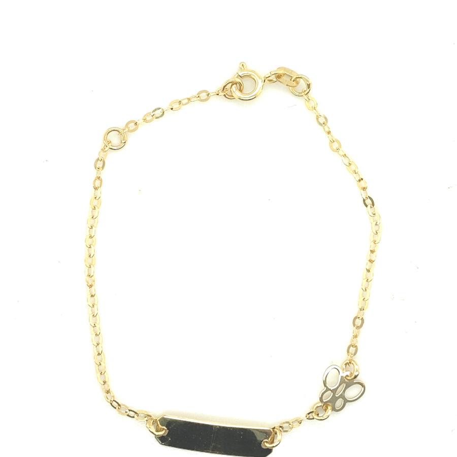 Brazalete Bebé Rollo Ovalado 14k con Forma de Mariposa