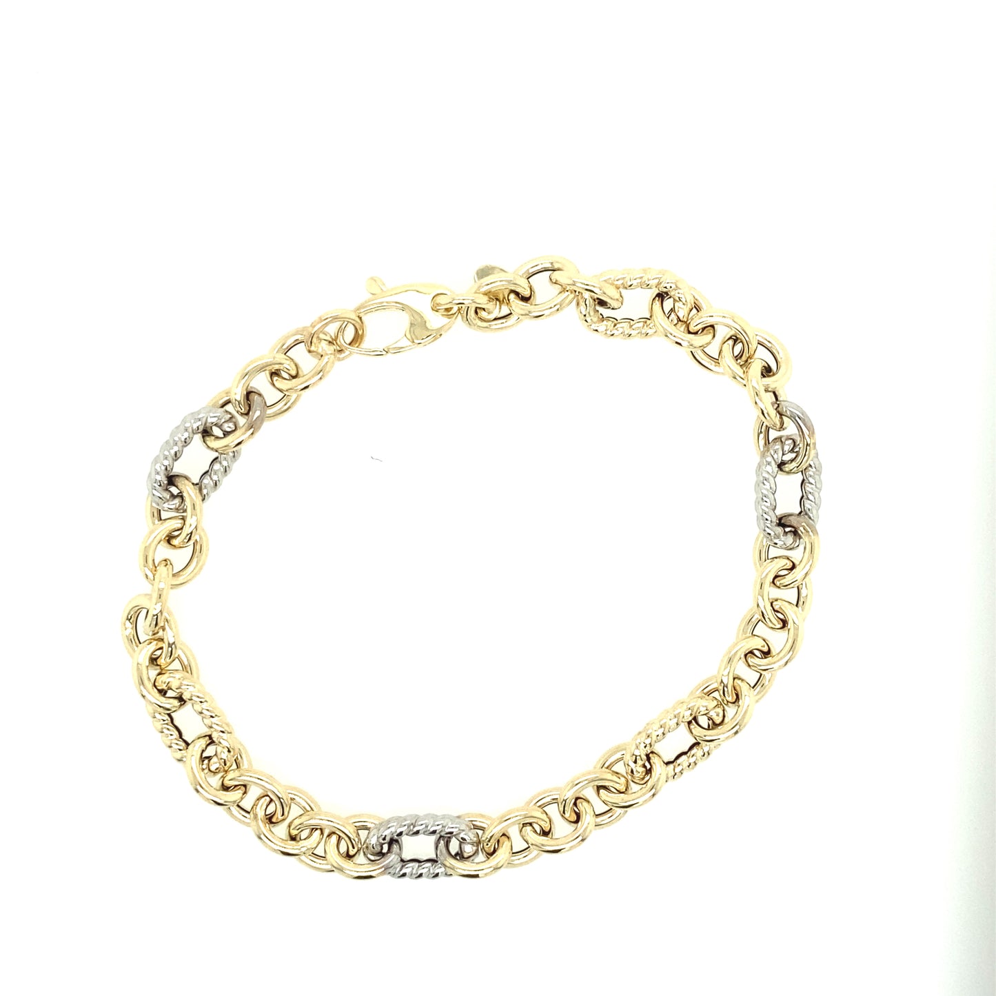 14K Gold Rolo Link Two-Tone Bracelet | Luby Gold Collection | Luby 