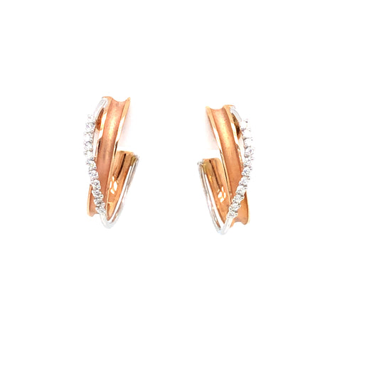 ROSE & WHITE GOLD MILGRAIN VINTAGE EARRINGS | Simon G | Luby 