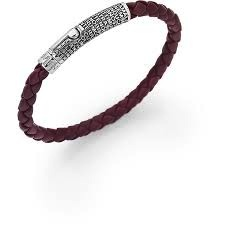 Lord's Prayer in Italian Engraved Braided Leather Bracelet (Silver/Brown)
