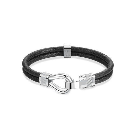 Clint Leather Bracelet (Black/Silver) | Brosway Italia | Luby 
