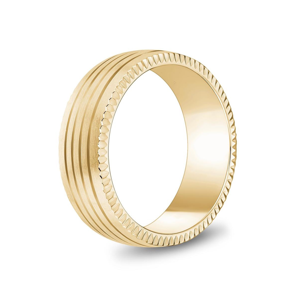 Matte Steel 4-Lined Diamond Cut Ring | ARZ Steel | Luby 