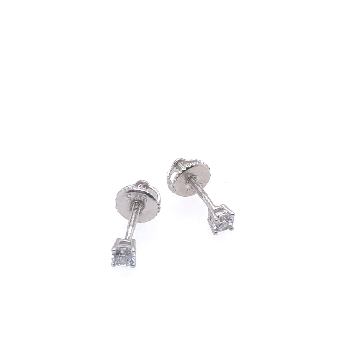 Small Sterling Silver Round Brilliant Cut Stud Earrings | Luby Silver Collection | Luby 