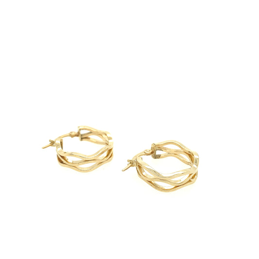 14K Gold Waves Hoops Earrings | Luby Gold Collection | Luby 