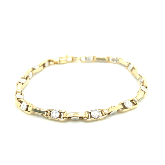 14k Gold Link with White Nail Bracelet | Luby Gold Collection | Luby 