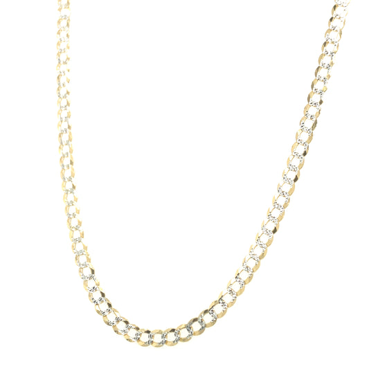 14K Gold Flat Cuban Chain with Cut Diamond- 3MM | Luby Gold Collection | Luby 