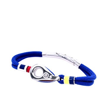 Royal Blue Double Cord with Silver Pulley and Nautical Flags Charms Bracelet (Blue/Silver) | Seaknots | Luby 