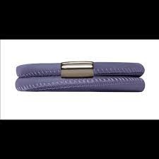 Pulsera de cuero con doble vuelta de salvia morada (plata/morada)