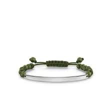 Glam Love Bridge Pulsera de nailon con piedras de heliotropo (plata/verde)