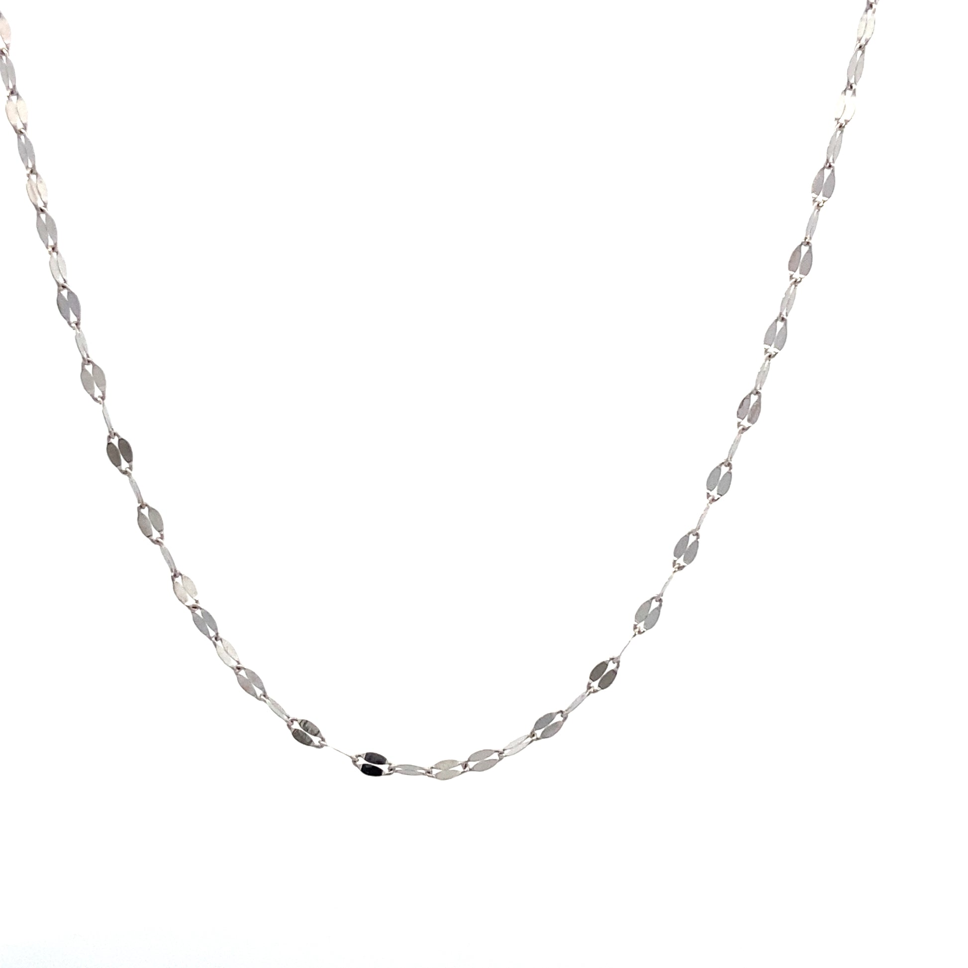 14K White Gold Flat Link Chain | Luby Gold Collection | Luby 