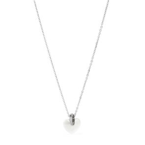 Tresor Ceramic Heart and Crystals Steel Pendant Necklace