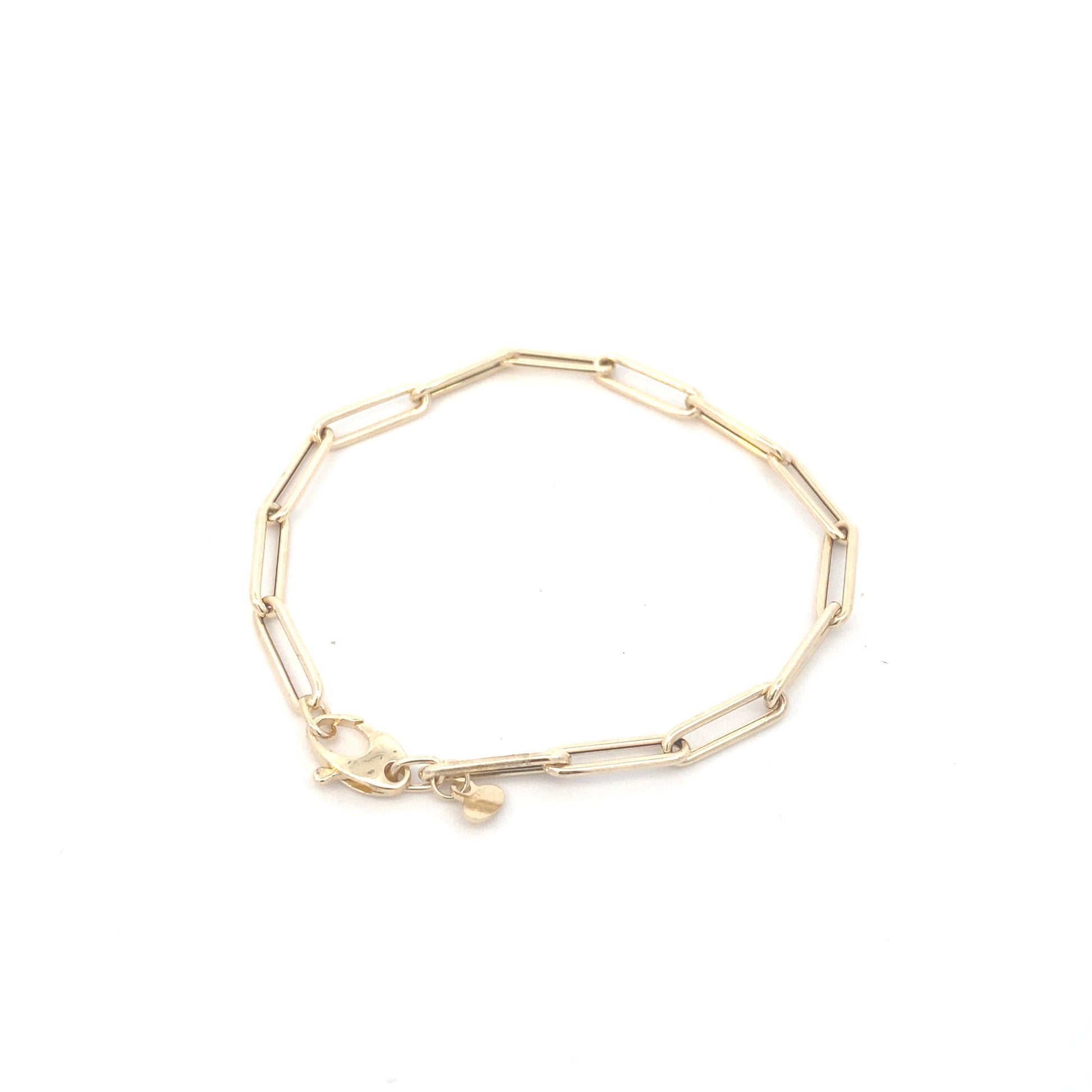 14K Gold Small Paper Clip Link Bracelet 4mm | Luby Gold Collection | Luby 