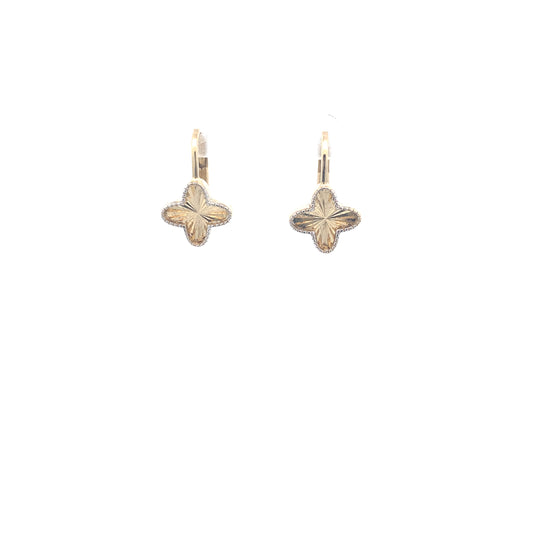 14K Gold 2T Long Flower Earrings | Luby Gold Collection | Luby 