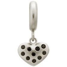 Black Million Heart Drop Charm (Silver/Black)
