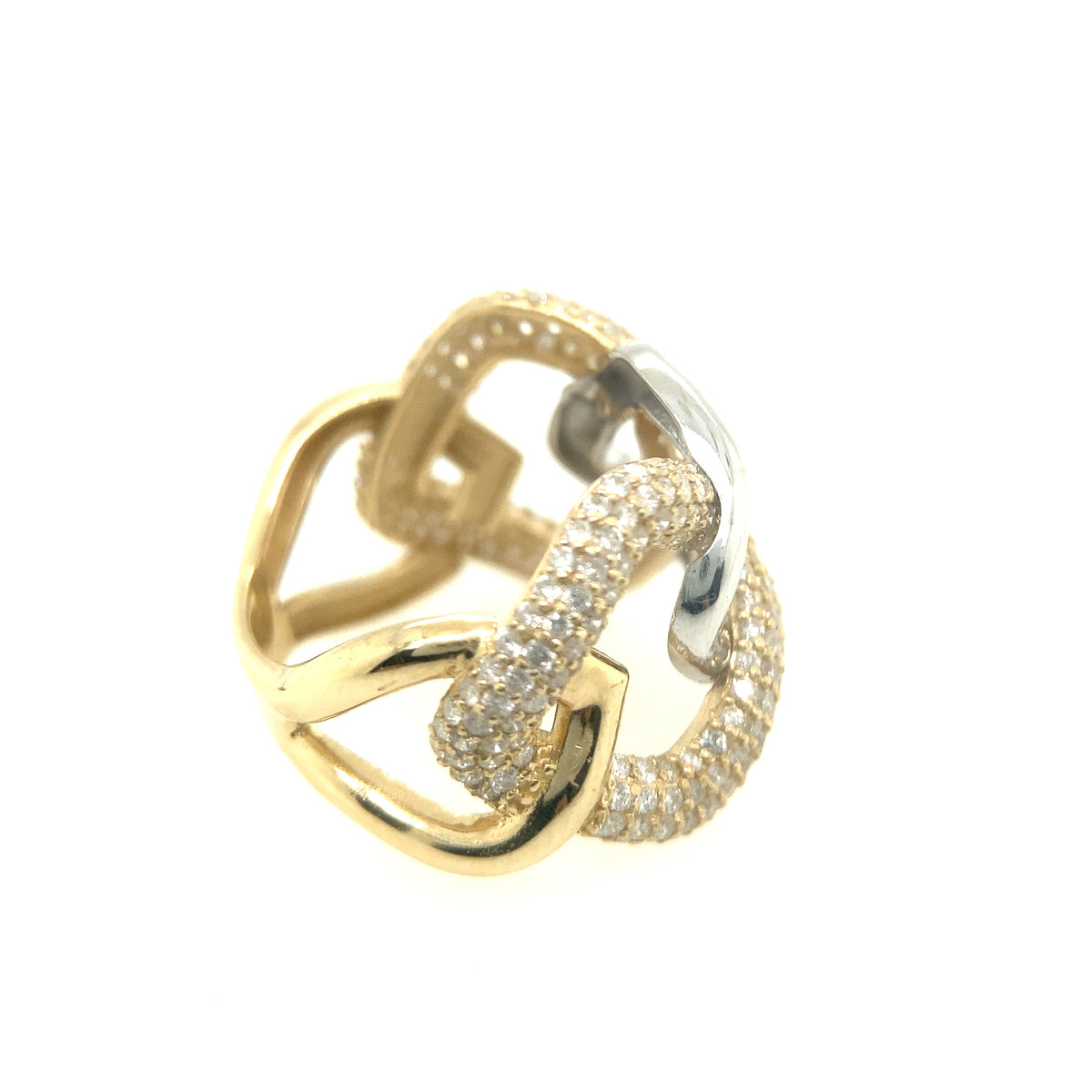 14k Gold 2T Connected Link with Diamond Ring | Luby Diamond Collection | Luby 