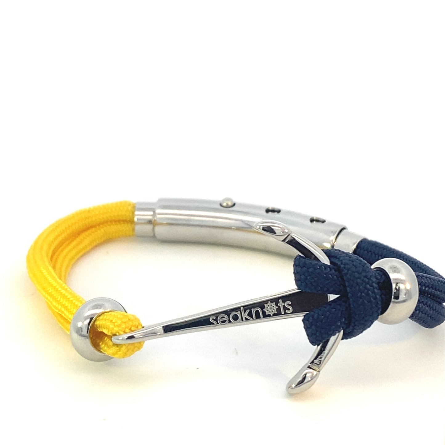 DOUBLE CORD W ANCHOR / KNOT / BEADS SILVER | Seaknots | Luby 