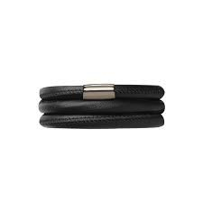 Black Triple Wrap Leather Bracelet (Silver/Black) | Endless Jewelry | Luby 