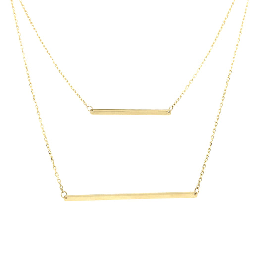 14K DOUBLE CHAIN NECKLACE WITH LINE | Luby Gold Collection | Luby 