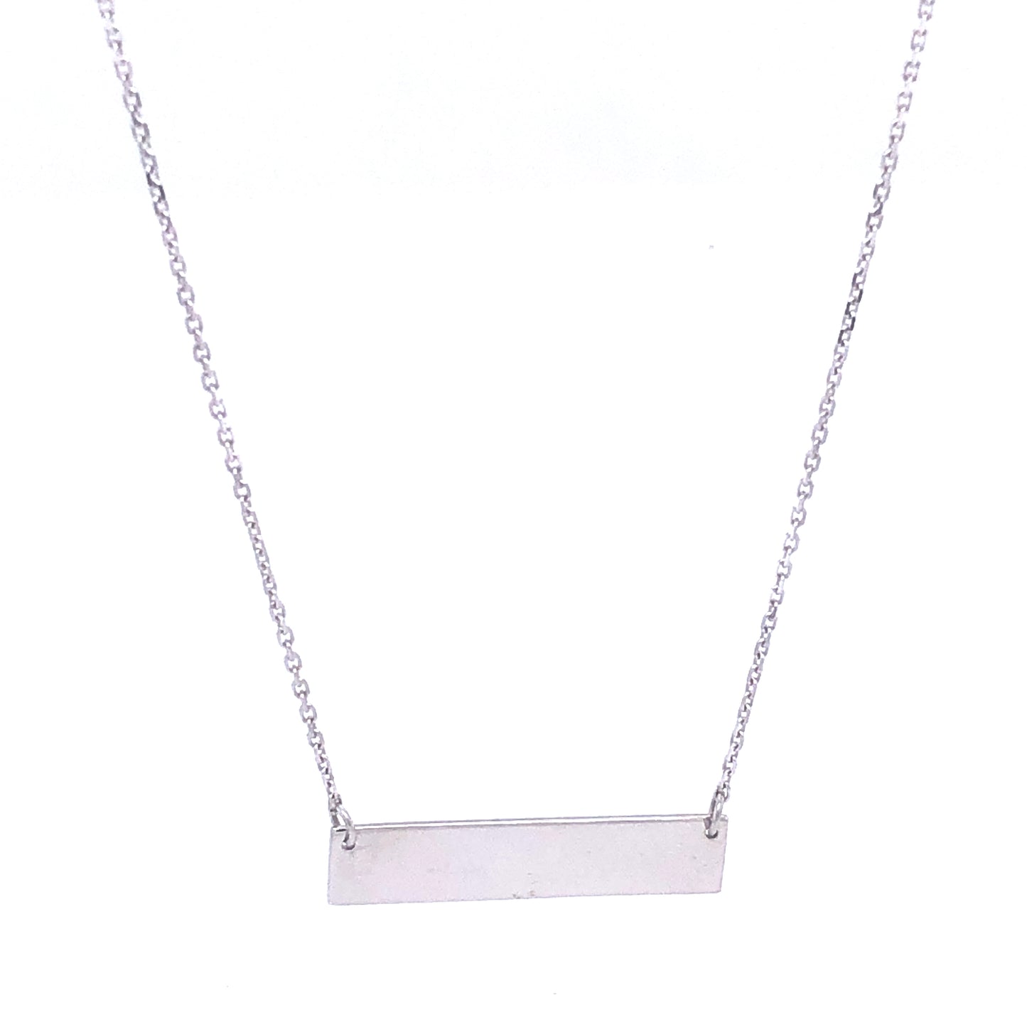 14K Long Plate for Engraving White Gold Necklace | Luby Gold Collection | Luby 