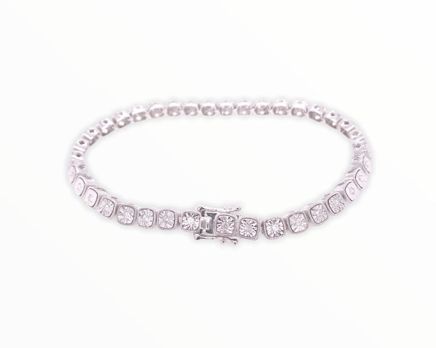 Diamond Cut Sterling Silver Tennis Bracelet | Luby Silver Collection | Luby 