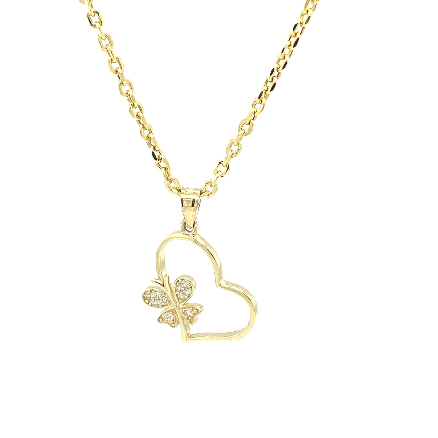 10K HEART SHAPE WITH BUTTERFLY PENDANT | Luby Gold Collection | Luby 