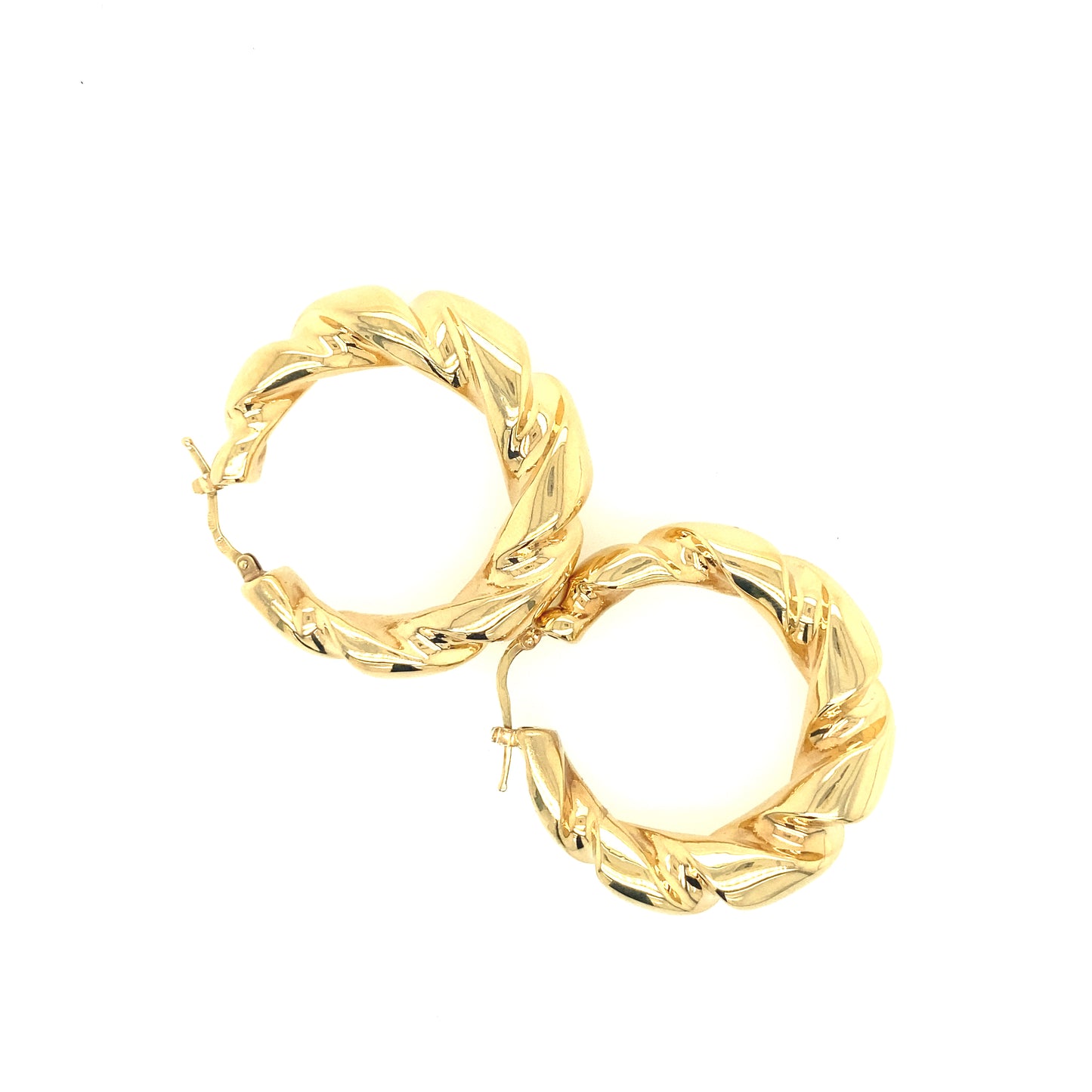 14k Gold Twist Puff Hoop Earrings | Luby Gold Collection | Luby 