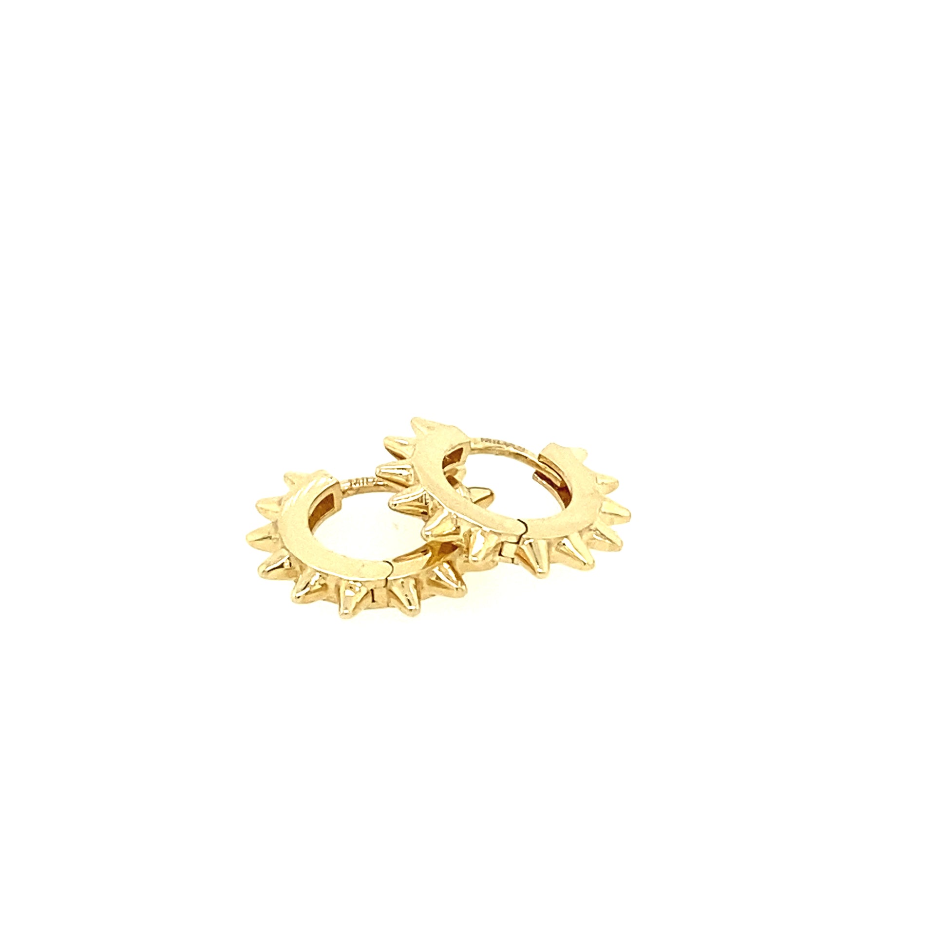 14K Gold Spike Design 10mm Huggie Earrings | Luby Gold Collection | Luby 