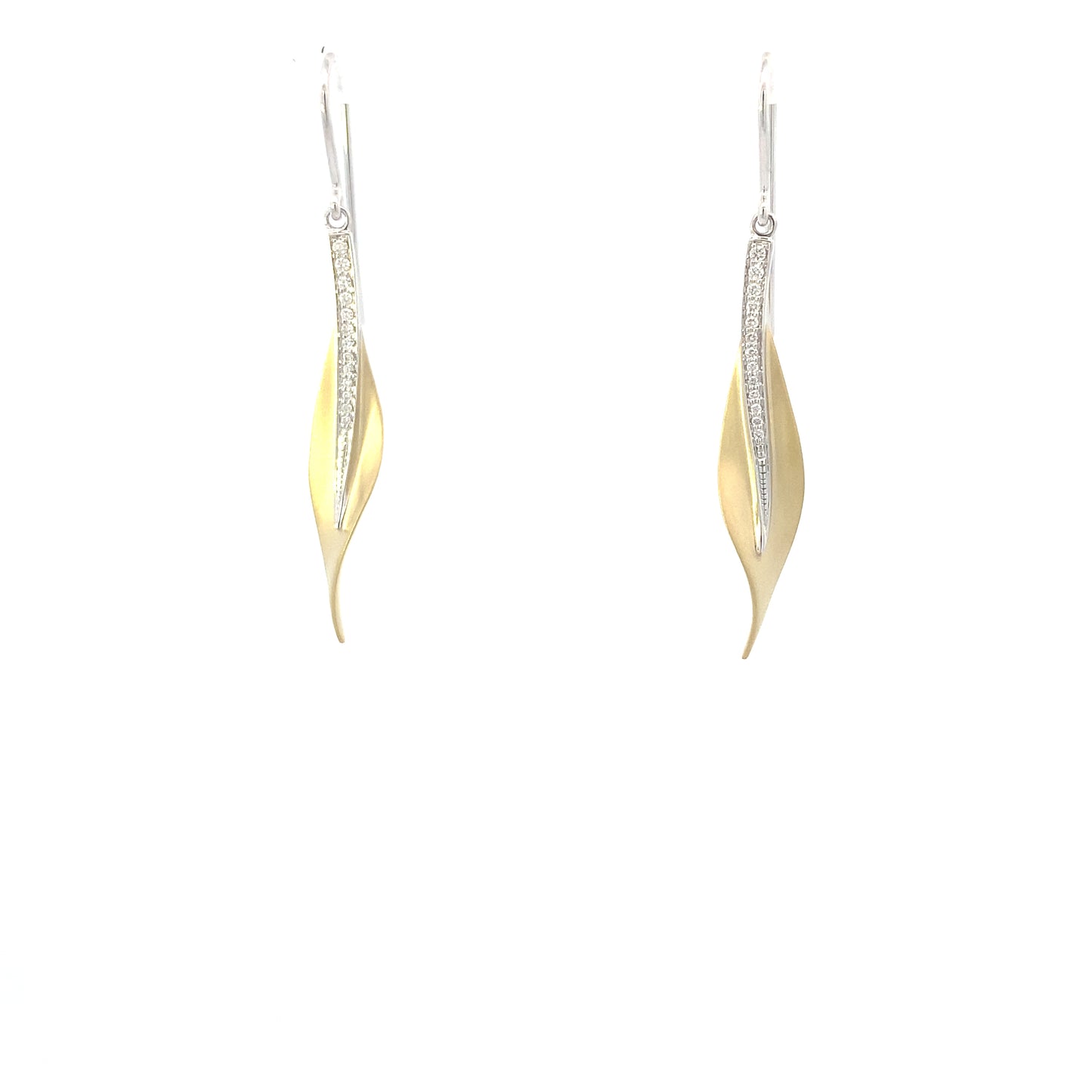 SKINNY LEAF GOLD EARRINGS | Simon G | Luby 