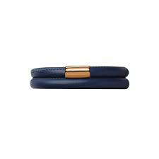 Blue Double Wrap Leather Bracelet (Gold/Blue) | Endless Jewelry | Luby 