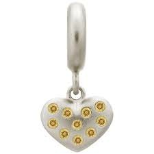 Citrino Million Heart Drop Charm (Plata/Amarillo)
