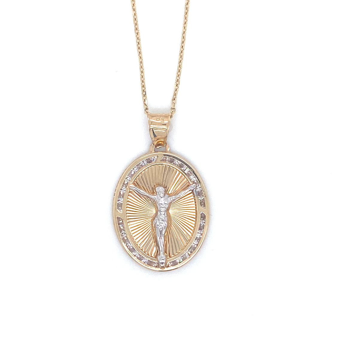 Oval Jesus Two-Tone 14k Gold & Zirconia Pendant | Luby Gold Collection | Luby 