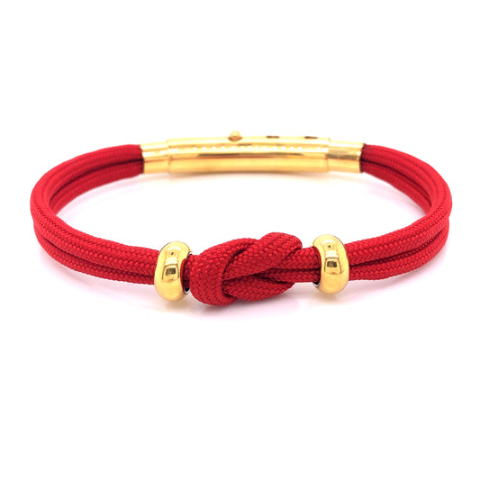 Red Double Cord Knot with Gold Beads Bracelet (Red/Gold) | Seaknots | Luby 