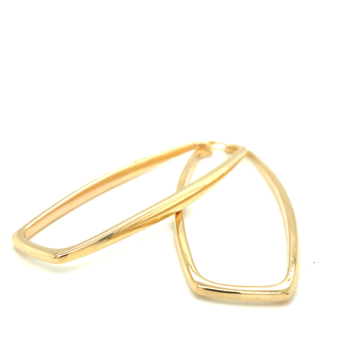 14K Gold Big Earring Hoops Rectangular Shape | Luby Gold Collection | Luby 