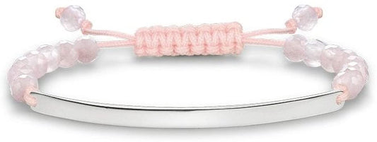 Glam Love Bridge Rose Quartz Stones Nylon Bracelet (Silver/Pink) | Thomas Sabo | Luby 