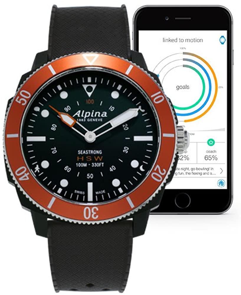 Seatrong Horological Smartwatch (Black and Orange) | Alpina | Luby 