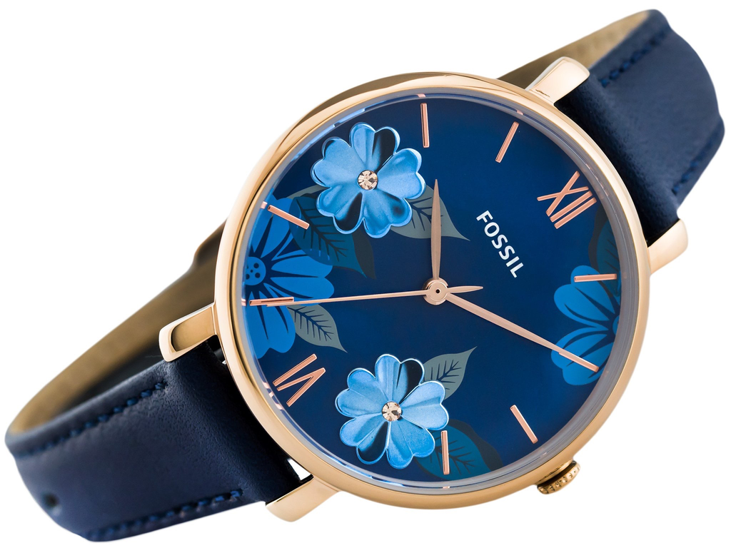 Ladies Jacqueline Watch (Blue/Rose-Gold) | Fossil | Luby 