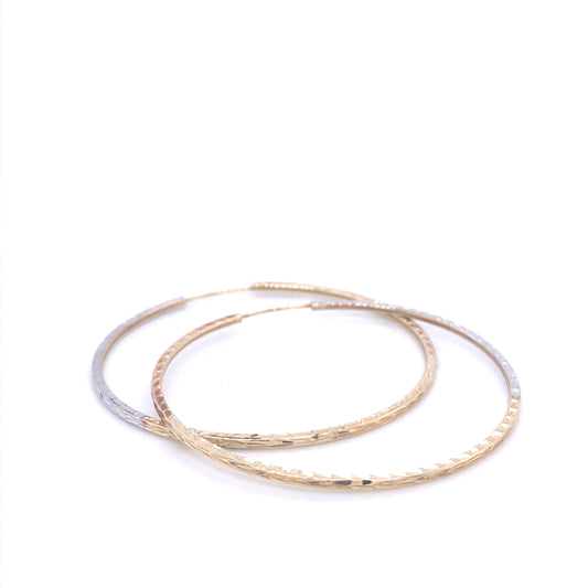 14K Diamond Cut Tri-Color Gold Hoops | Luby Gold Collection | Luby 