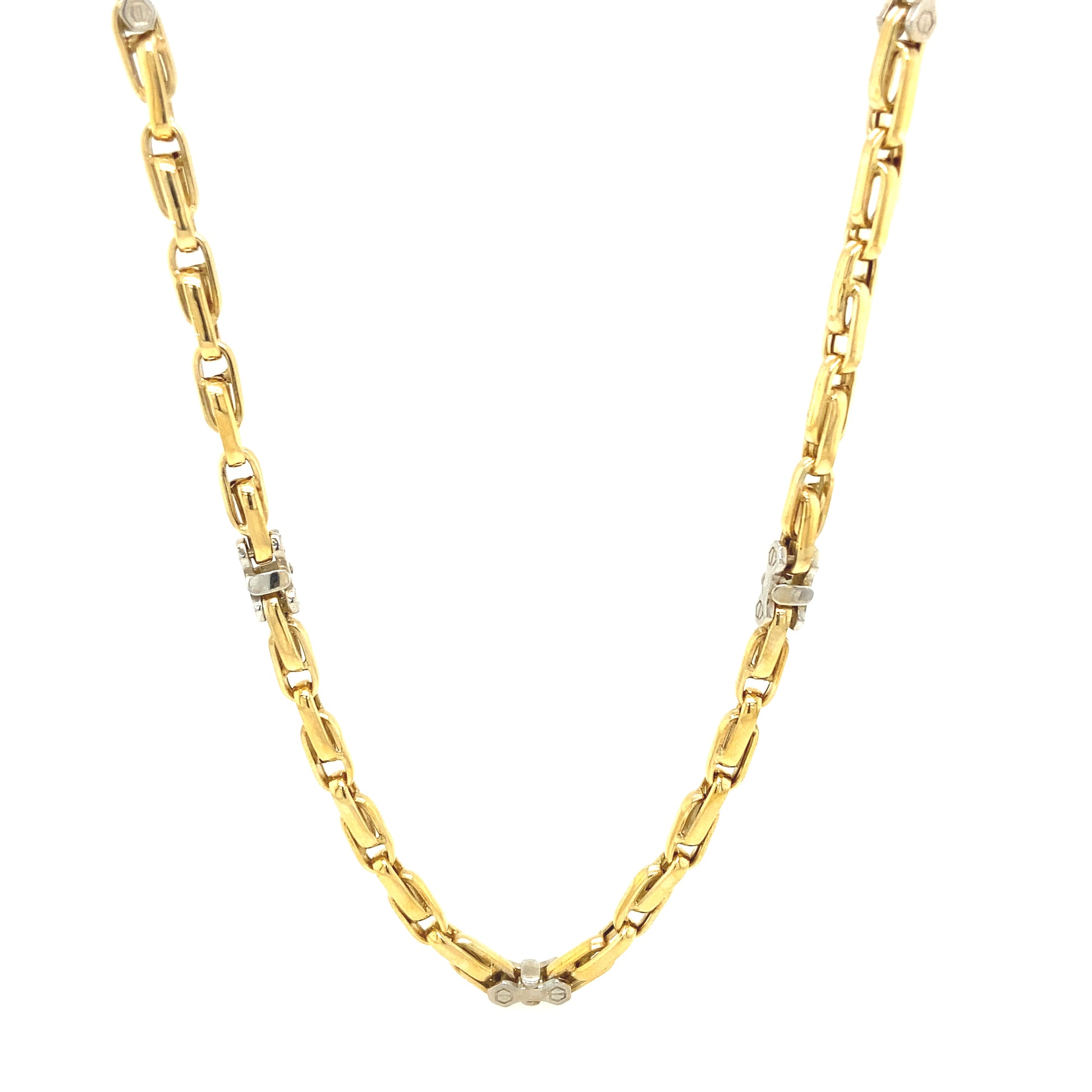 14K FANCY NAIL LINK  2-TONE CHAIN | Luby Gold Collection | Luby 