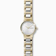 Freja Two-Tone Steel Link Watch (Silver/Gold) | Skagen | Luby 