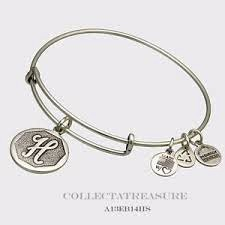 Letter H Charm Bangle Bracelet (Silver) | Alex and Ani | Luby 