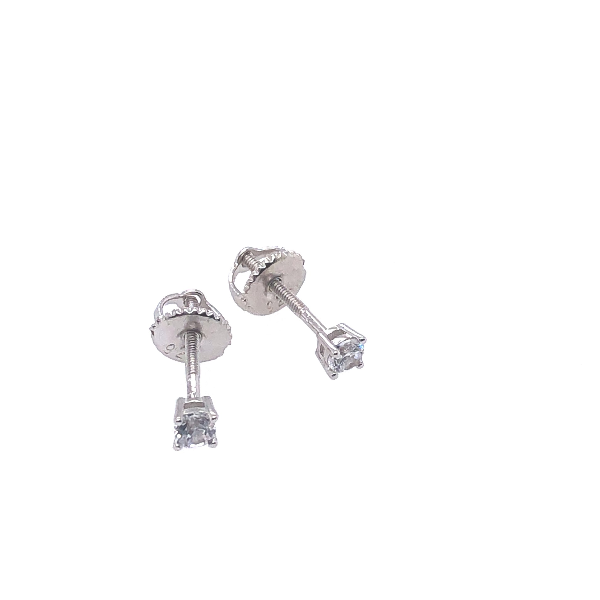 Small Sterling Silver Round Brilliant Cut Stud Earrings | Luby Silver Collection | Luby 