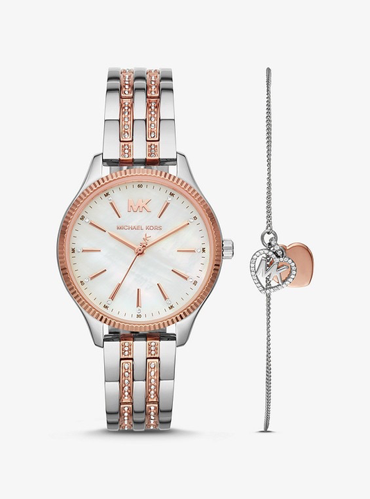 Lexington Watch and Bracelet Set (Silver/Rose-Gold) | Michael Kors | Luby 