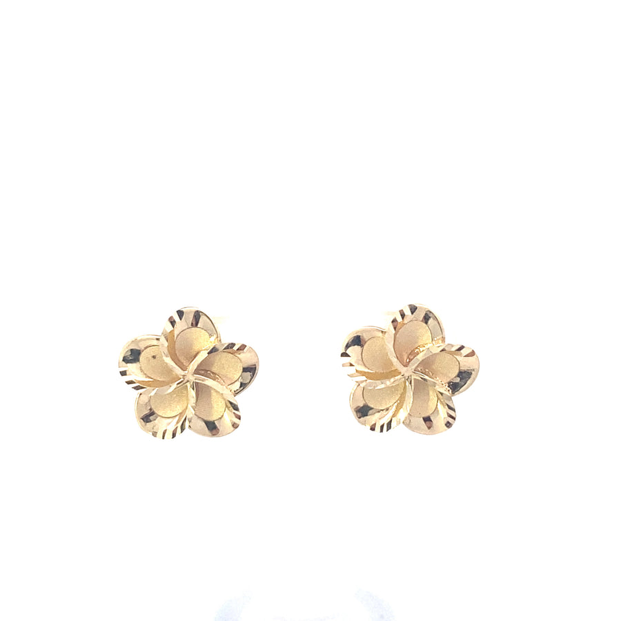 14K Gold Flower Stud Earrings