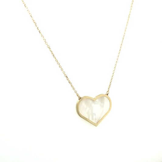 14K Gold Heart Mother of Pearl Necklace | Luby Gold Collection | Luby 