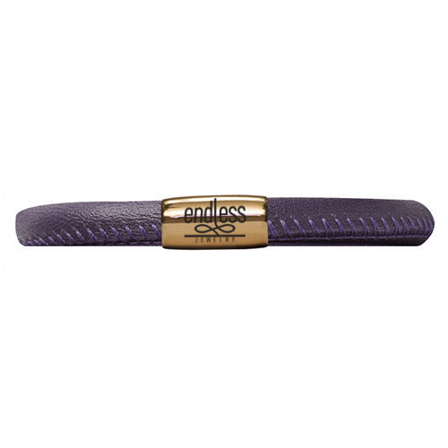 Purple Single Wrap Leather Bracelet (Gold/Purple) | Endless Jewelry | Luby 