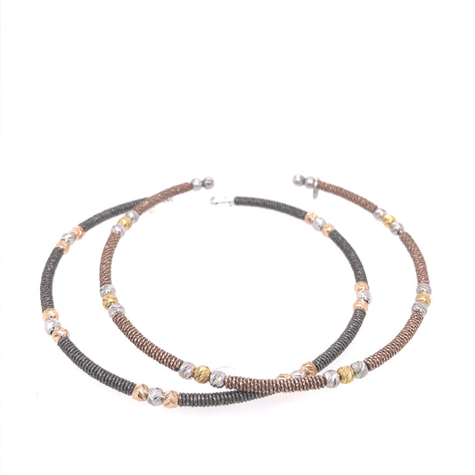 Rose Gold & Charcoal Gray Sterling Silver Set of 2 Bangle Bracelets | Luby Silver Collection | Luby 