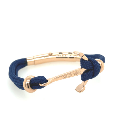 DOUBLE CORD W ANCHOR /KNOT/ BEADS ROSE GOLD | Seaknots | Luby 
