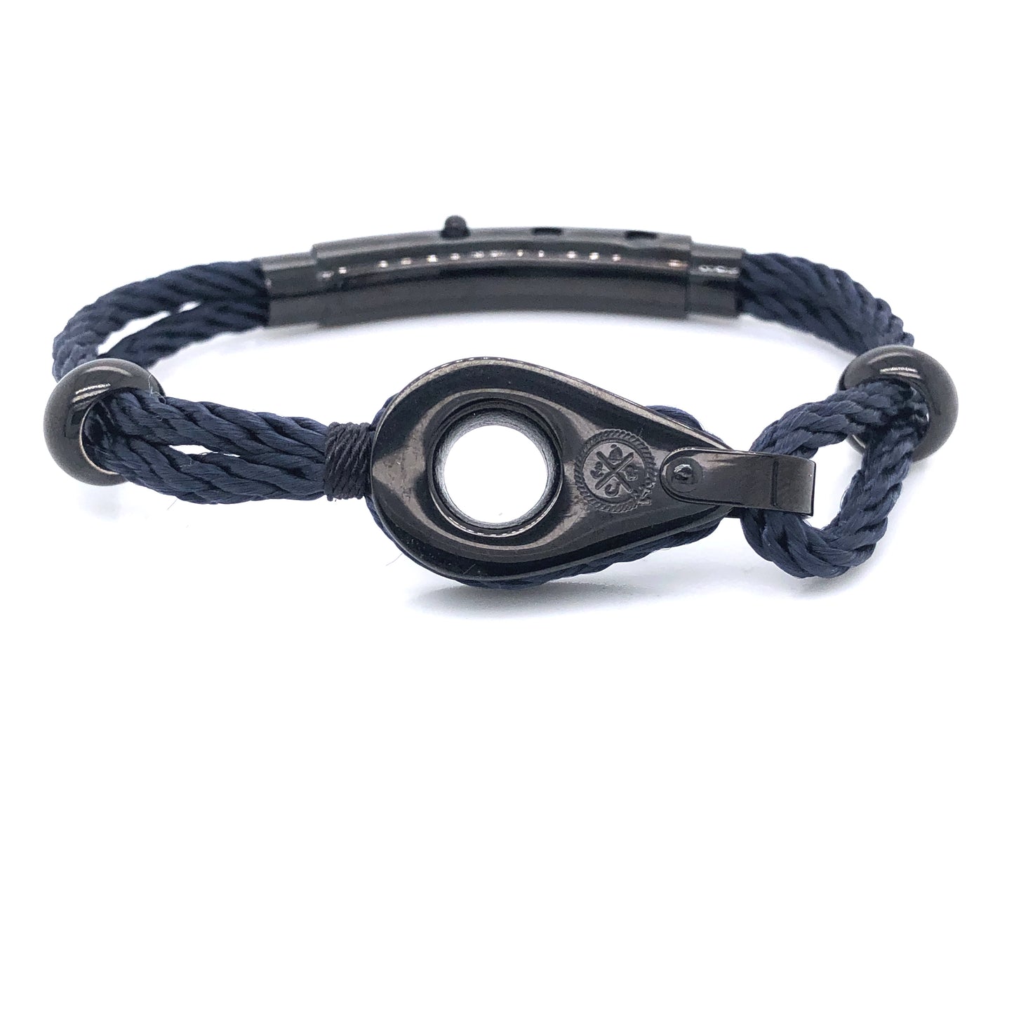 Black Double Rope with Black Pulley and Beads Bracelet (Black) | SEAKNOTS | Luby 