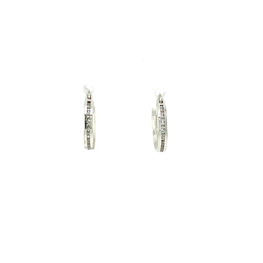 WHITE HOOPS EARRINGS WITH CZ | Luby Gold Collection | Luby 